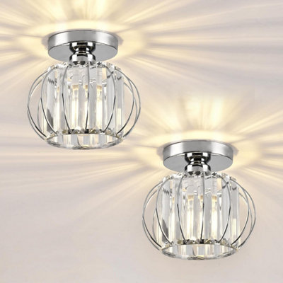 Zydtrip Crystals Ceiling Light Fixtures ChandelierSmall Semi Flush Mount Fitting For Hallway Entrance Kitchen Bedroom Dining from B&Q