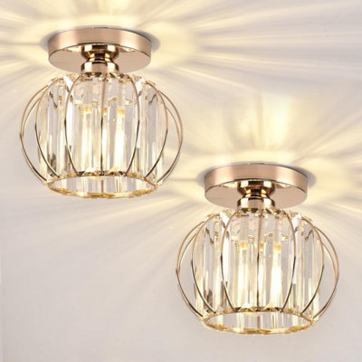 Zydtrip Crystals Ceiling Light Fixtures ChandelierSmall Semi Flush Mount Fitting For Hallway Entrance Kitchen Bedroom Dining from B&Q