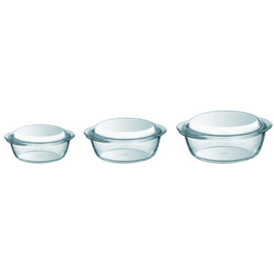  - Pyrex EssentialsSet Of 3 Glass Casseroles High Resistance 1,4 L / 2,1 L / 3 L