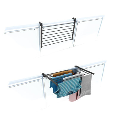 Foxydry Duo 82 Cm AnthraciteFolding Balcony Laundry RackSpace-Saving Clothes Hanger