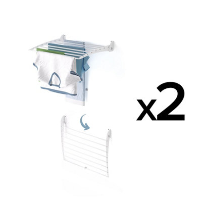 2X Foxydry Fold Down 62 Cm WhiteSpace-Saving Wall-Mounted Drying RackFoldable Clothes Dryer