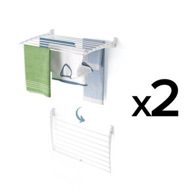 2X Foxydry Fold Down 82 Cm WhiteWall-Mounted Clothes AirerFoldable Drying Rack Solution