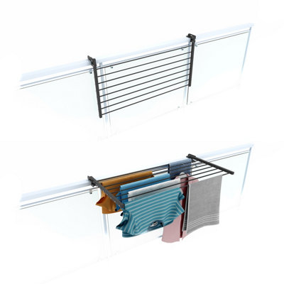 Foxydry Duo 102Folding Clotheshorse For BalustradesExteriors And BalconiesWidth 102 Cm Anthracite