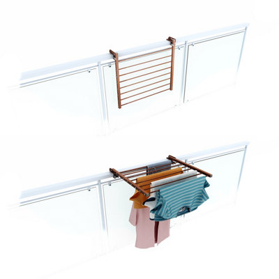 Foxydry Duo 62Folding Clotheshorse For BalustradesExteriors And BalconiesWidth 62 Cm Corten