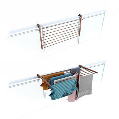 Foxydry Duo 102Folding Clotheshorse For BalustradesExteriors And BalconiesWidth 102 Cm Corten