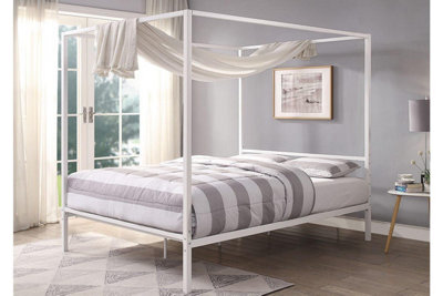 Chalfont White Four Poster Metal Bed Frame Double 4Ft6 from B&Q