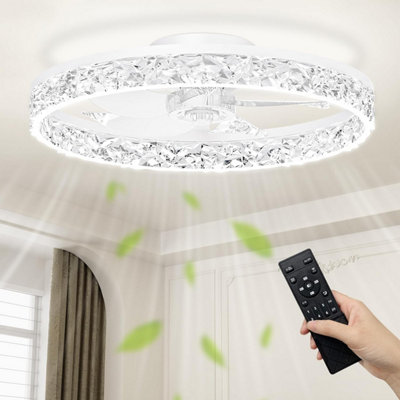 Chinly 50 Cm Led Ceiling Fan With LightsFlush Mount Fans W / App Remote,3000 K / 4500 K / 6000 K Stepless Dimmable Low Profile from B&Q