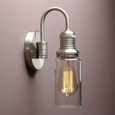 Yosoan Lighting Modern Vintage Industrial Globe Sconce Wall Light Fitting With Long Clear Glass LampshadeFor Office Home from B&Q