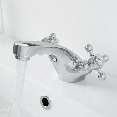 Bathwest  Traditional Victorian Style Bathroom Basin Sink Mixer Taps Twin Cross Faucet from B&Q