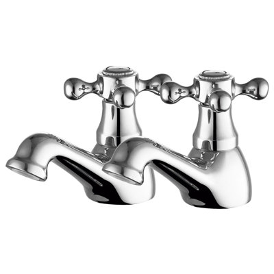 Bathwest Basin Pillar Taps Victorian Bathroom Sink Taps For Basin Chromed Brass Basin Taps from B&Q