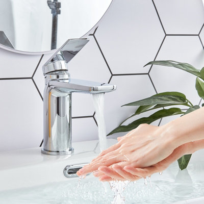 Bathwest Bathroom Sink Tap Mono Chrome Brass Basin Mixer Tap Modern Mixer Basin Tap from B&Q