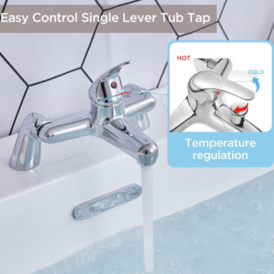 Bathwest Bathroom Bath Filler Mixer Taps Chrome Brass Bath Tub Taps Curved Single Lever from B&Q
