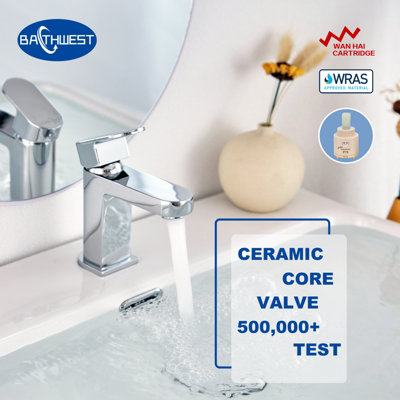 Bathwest Bathroom Sink Taps Cloakroom Monoblock Chrome Brass Basin Mixer Tap Single Lever from B&Q