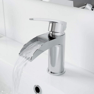 Bathwest Waterfall Chrome Bathroom Monobloc Basin Sink Mixer Taps Single Lever Taps Mixer Faucet from B&Q
