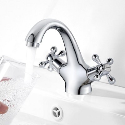 Bathwest Basin Mixer Tap Bathroom Sink Taps Chrome Victorian Basin Sink Tap Brass Bathroom Sink Mixer Faucet from B&Q