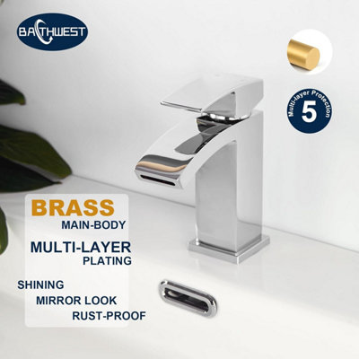 Bathwest Waterfall Monobloc Basin Mixer Taps Bathroom Sink Taps from B&Q