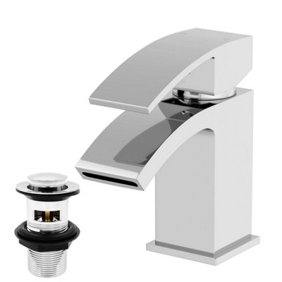 Bathwest Bathroom Basin Sink Mixer Tap Modern Mono Square Single Lever Handle Faucet For Sinks With Waste