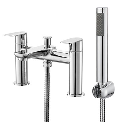 Bathwest Bathroom Double Handle Mixer Monobloc Tap With Handheld Shower Head Chrome from B&Q