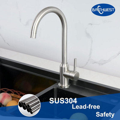 Bathwest Kitchensink Mixer Tap Stainless Steel 360 Swivel Spout Monobloc Mixer For Faucet Kitchen from B&Q