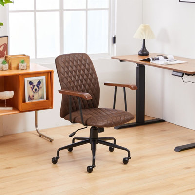 Office ChairPadded Swivel Armchair With WheelMetal Armrest Microfiber SuedeAdjustable Height Max Load 150Kg 1 Pack from B&Q