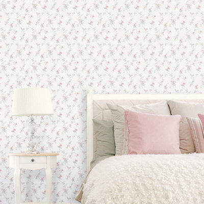 Galerie Pretty Prints Pink Ivy Trail Wallpaper Roll from B&Q