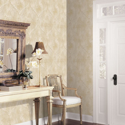 Galerie Classic Silks 4 Beige Regal Damask Wallpaper from B&Q