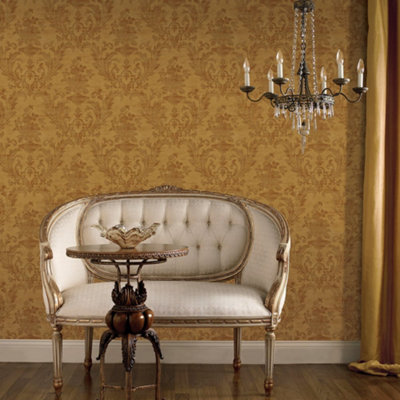 Galerie Classic Silks 4 Brown Sari Damask Wallpaper