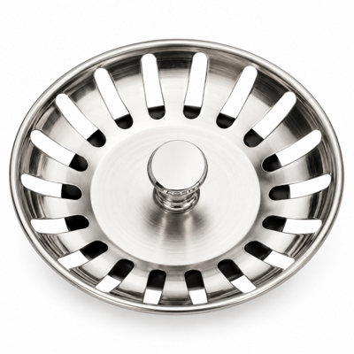 B&Q -  Stainless Steel Kitchen Sink Strainer Plug  Dual Function Basket Waste Plug For Uk Sinks (78mm)