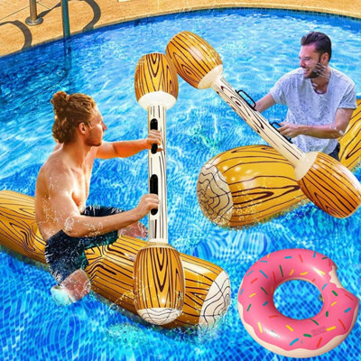 Kaheign 5 Pcs Inflatable Floating Row Toys140 Cm Pool Battle Log Water Sports Games Rafts Float With Doughnut Swimming Ring For from B&Q