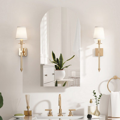 B&Q -  Sleek Arched Bathroom Mirror Cabinet White Wall-Mounted With Adjustable Shelf 40 X 80 Cm