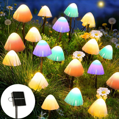 Joycome Solar Garden Ornaments5 M 20 Led Mushroom Lights Outdoor Ip 65 Waterproof Stake For Pathway Flower Bed Landscape Fence from B&Q