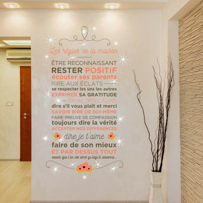 Walplus French Floral Quote Wall Sticker Wall Decal Decoration With Swarovski from B&Q