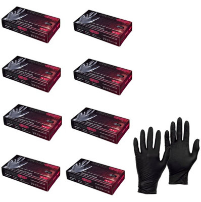 Pegdev Draco Grip400 X Premium Black Nitrile GlovesPowder-Free Disposable Latex-Free For Mechanics Ambidextrous Large200 Pairs from B&Q