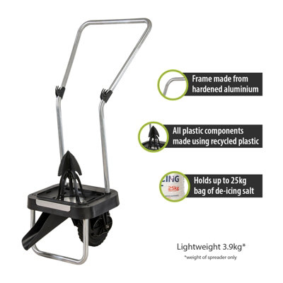 PegdevPdl Optio Salt Spreader Sustainable 25Kg Hand Push Oscillating Spreader With Recycled Plastic Components from B&Q