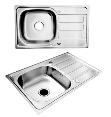  - Rumo Stainless Steel Kitchen Sink Inset Single Bowl With Reversible Drainer Includes Waste Plumbing Kit