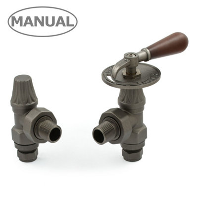West Radiators Abbey Throttle Radiator Valve & Lock-ShieldLight Pewter (Angled Manual) from B&Q
