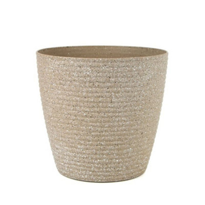  - Aamen Large Thread Plastic Garden Planter Speckled Indoor Outdoor Planter (Brown)