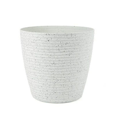  - Aamen Large Thread Plastic Garden Planter Speckled Indoor Outdoor Planter White