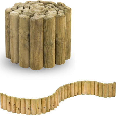  - Aamen Wooden Log Roll Lawn Edging Border For Garden Fence 1.8M (Pack Of 3)