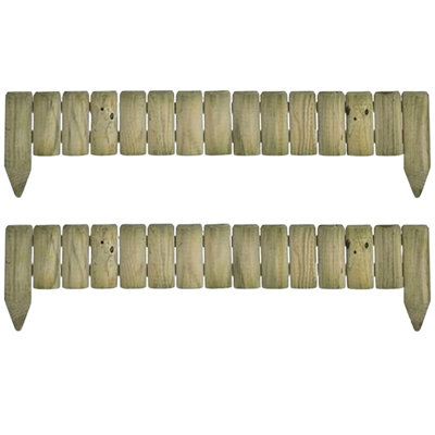  - Aamen 1M Wooden Lawn Edging Log Roll Panel (Pack 2)