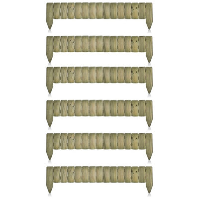  - Aamen 1M Wooden Lawn Edging Log Roll Panel (Pack 6)