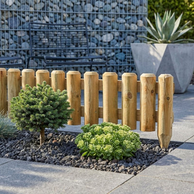  - Aamen 1M Wooden Lawn Edging Log Roll Panel (Pack 10)
