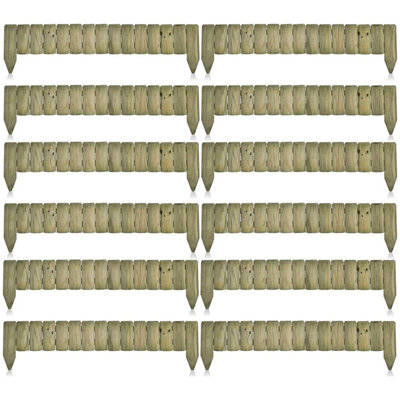  - Aamen 1M Wooden Lawn Edging Log Roll Panel (Pack 12)