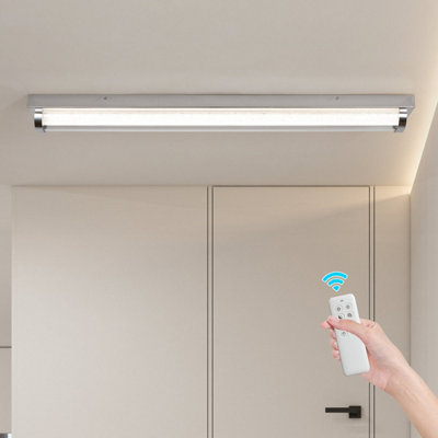 B&Q -  Modern Geometric 90Cm Led Flush Mount Ceiling Light With Remote Dimming & Colour Changing