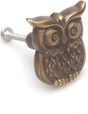 Castelion Aged Brass Owl Cabinet Knob from B&Q