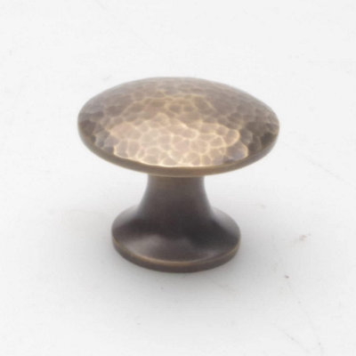 Castelion Antique Brass Hammered Cupboard Knob 37mm from B&Q