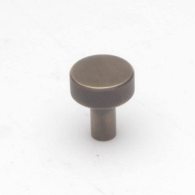 Castelion Antique Brass Knurled Cupboard Knob 25mm from B&Q
