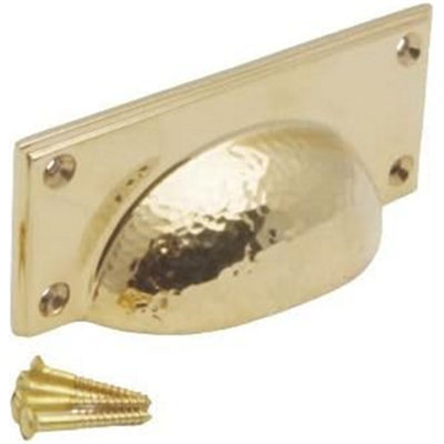 Castelion Brass Hammered Rectangular Drawer Pull from B&Q