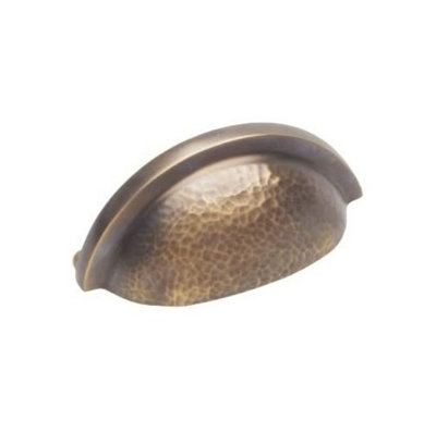 Castelion Antique Brass Hammered Concealed Drawer Pull from B&Q