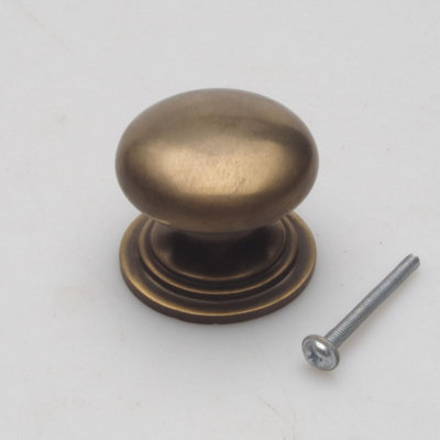B&Q -  Antique Brass Finish Bun Cabinet Knob45mm